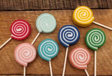 Felt Lollipop, Play Felt Food, Paper Lollipop, Toy Kitchen Food, Felt Food Diy, Food Grocery, Pretend Play Food, Felt Food, Developmental Toys