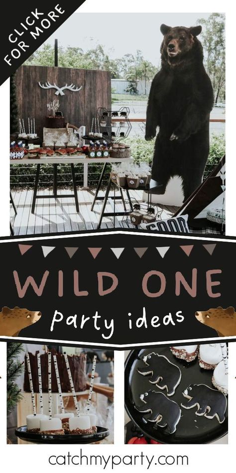 Don't miss this awesome Wild One Birthday Party! The bear cookies are so cool! See more party ideas and share yours at CatchMyParty.com 1st Birthday Party Ideas Wild One, Wild One 1st Birthday Party, Birthday Wild One, Wild One 1st Birthday, Lumberjack Party, Boys 1st Birthday Party Ideas, Wild One Birthday, Wild One Birthday Party, Bear Cookies