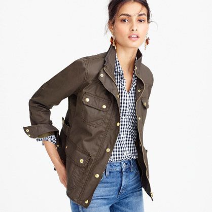 The tall downtown field jacket Pijamas Women, Looks Jeans, Waxed Cotton Jacket, Quoi Porter, J Crew Style, Fall Coat, Jcrew Women, Field Jacket, Girls Jacket