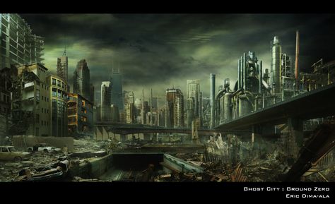 Ground Zero by frenic on DeviantArt Dystopian Wallpaper, Dystopian City, Destroyed City, Chicago Wallpaper, Abandoned City, Mac Wallpaper, City Night, Wallpaper Dekstop, Chicago City