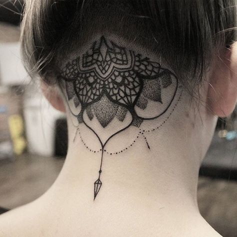 <3 Haircut Tattoo, Undercut Tattoos, Nape Tattoo, Scalp Tattoo, Hairstyles Undercut, Butterfly Wrist Tattoo, Girl Neck Tattoos, 16 Tattoo, Mandala Tattoos