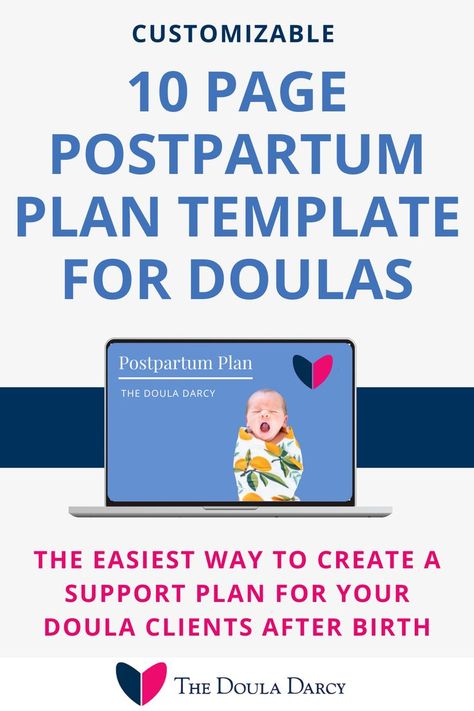 Grab my customizable Postpartum Plan Template to help your clients plan for what they really NEED during the first postpartum weeks.  This Postpartum Plan Template is the perfect thing to use as a free gift, a lead magnet or added value to your doula packages in your doula business.  Start your doula business on the right foot with professional doula client forms to help set you apart & get more doula clients.  doula handouts, doula forms, postpartum doula plan, postpartum plan doulas Doula Packages, Doula Handouts, Postpartum Plan, Doula Resources, Becoming A Doula, Doula Training, Doula Business, Postpartum Doula, After Birth