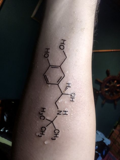 #chemistry #asthma #salbutamol #tattoo Asthma Tattoo, Chemistry Tattoo, Tat Ideas, Chemistry, Tatting, Tattoos