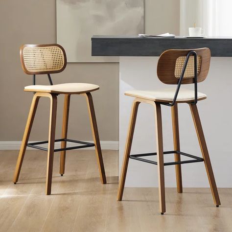 27" Upholstered Rattan Counter & Bar Stool Chairs For Kitchen Island, Wood Counter Stools, Counter Height Stool, Kitchen Counter Stools, Leather Counter Stools, Counter Bar, Counter Height Bar, Wood Counter, Counter Height Bar Stools