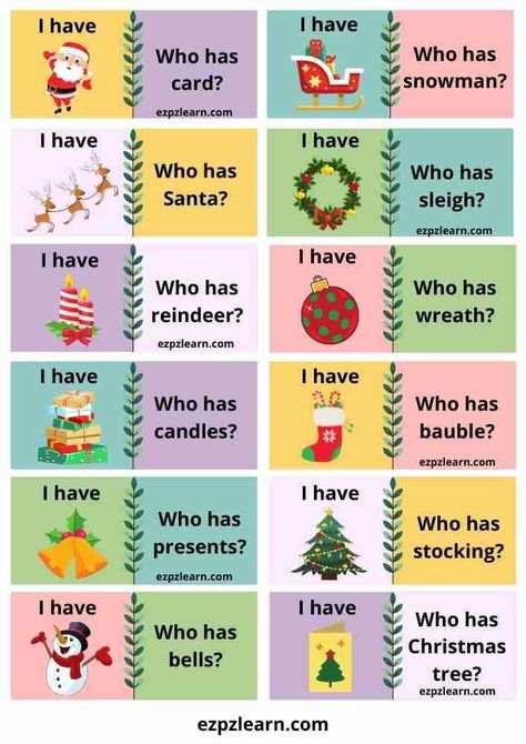 Teaching Activities Preschool, Free Christmas Games, Preschool English, English Primary School, Christmas For Kids, Holiday Worksheets, Christmas Lesson, English Teaching Materials, English Teaching Resources