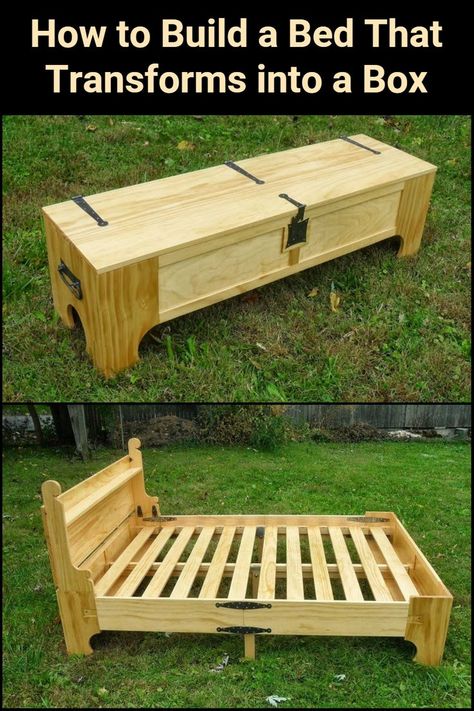 Makeshift Bed, Loft Bed Storage, Space Saving Bed, Build A Bed, Murphy Bed Office, Guest Bedroom Office, Timber Frame Plans, Diy Storage Bed, Bed In A Box