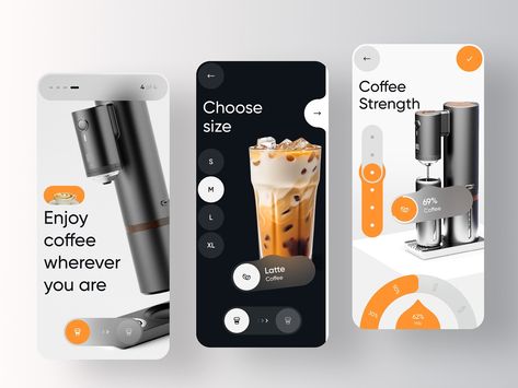 CoffeeMate - Smart Coffee Machine App by Stav D. for RonDesignLab ⭐️ on Dribbble Smart Coffee Machine, Coffee Machine La Marzocco, Faema Espresso Machine, Manual Espresso Machine, Superautomatic Espresso Machine, Coffee Latte, Coffee Machine, Coffee