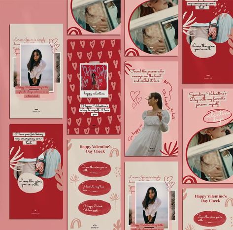 Valentine Instagram Stories Template PSD Valentine Instagram Post Ideas, Vday Instagram Posts, Valentine Story Ideas, Valentine’s Day Template, Valentines Templates Instagram, Valentines Ig Story, Valentines Day Instagram Story Ideas, Valentine’s Day Instagram Story, Valentine Instagram Story