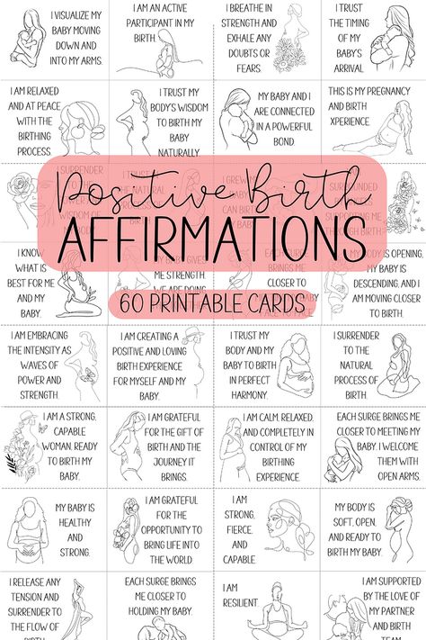 Birth Vision Board Ideas, Unmedicated Birth Plan, Labor Positive Affirmations, Labor And Delivery Affirmations, Birth Space Ideas, Labor Motivation, Labor Quotes Inspiration, Birth Manifestations, Positive Labour Affirmations