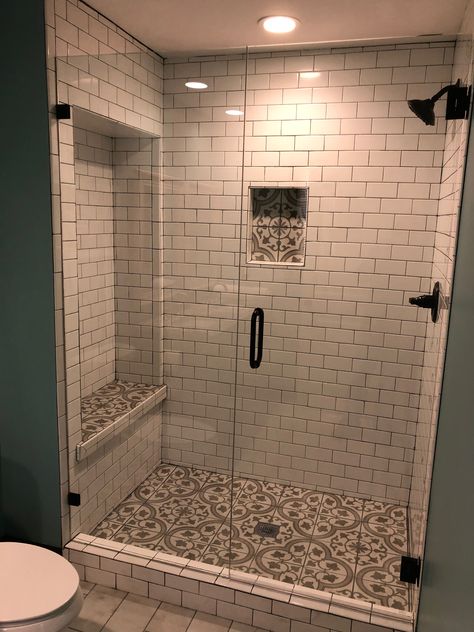 Subway Tile Showers, Shower Renovation, Full Bathroom Remodel, Farmhouse Shower, Bathroom Farmhouse Style, Small Bathroom Makeover, Bathroom Redesign, Bathroom Remodel Shower, Bathroom Remodel Designs