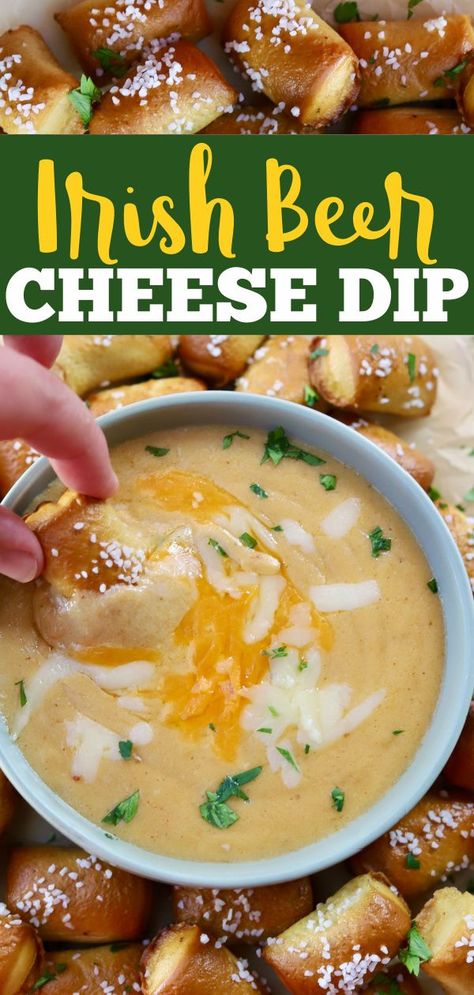 If you want to make something warm and comforting on game day, look no further than this Irish Beer Cheese Dip. Enjoy with pretzel bites, veggies or chips! #Beer #Cheese #Dip #Recipe Irish Beer Cheese Dip, Irish Beer Cheese, Irish Dinner Recipes, Irish Recipes Appetizers, Irish Appetizers, St Patrick's Day Appetizers, Beer Dip, St Patricks Food, Irish Dinner