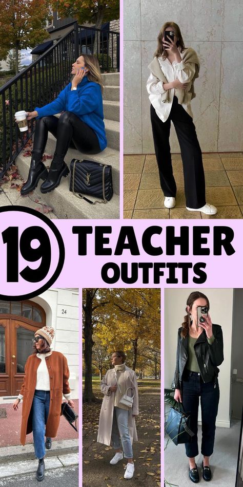 Looking for teacher outfit ideas that are both stylish and practical? Discover a curated collection of professional ensembles perfect for busy educators. From classic blazer combinations to cozy sweater looks, these outfits will keep you comfortable during long days in the classroom while maintaining a polished appearance. Perfect for teachers who want to look put-together without sacrificing comfort. Teacher Outfits Black Leggings, Art Teacher Interview Outfit, Teacher Outfits 2024-2025, Teacher Capsule Wardrobe 2024, Casual Teacher Outfits Winter, Stylish Teacher Outfits, Comfortable Teacher Outfits, Teacher Interview Outfit, Teacher Style Outfits