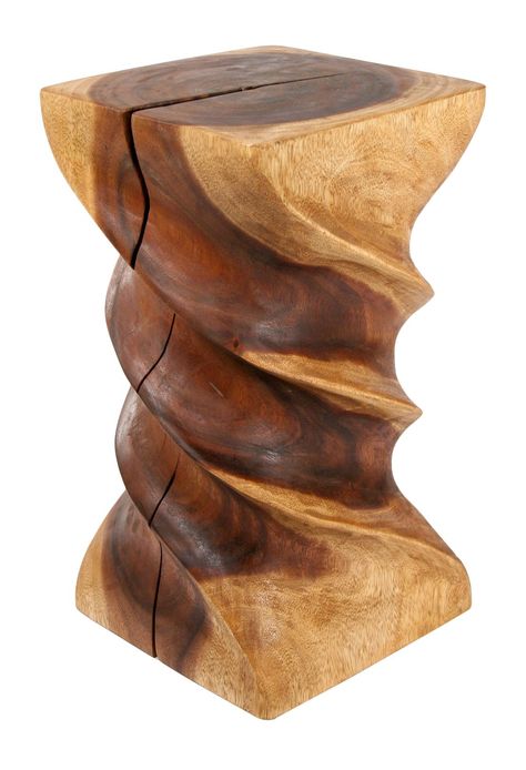 Triple Twist End Table Wood Table Modern, Monkey Pod Wood, Tall Bar Stools, Contemporary End Tables, Outdoor Stools, Wood End Tables, Modern Side Table, Console And Sofa Tables, Living Table