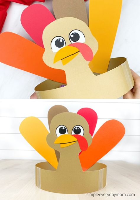 Thanksgiving Headband Craft, Thanksgiving Preschool Theme, Turkey Headband Craft, Thanksgiving Ideas For Kids, Turkey Headband, Craft For Kids Easy, Thanksgiving Headbands, Thanksgiving Crafts For Toddlers, Thanksgiving Turkey Craft