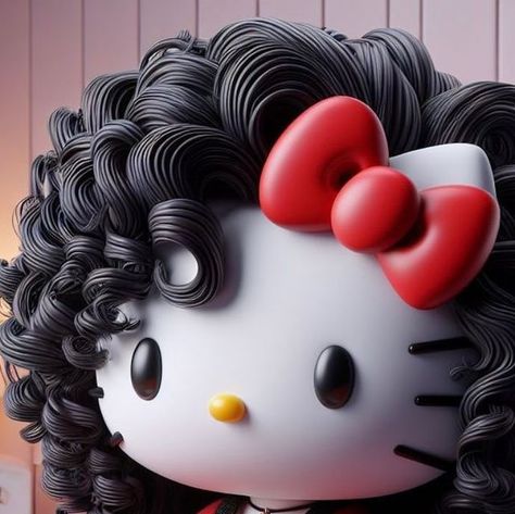 Hello Kitty Curly Hair, Hello Kitten, Kitty Art, Hair Icon, Hello Kitty Art, Kitty Wallpaper, Tag Your Friends, Hello Kitty Wallpaper, Cute Images