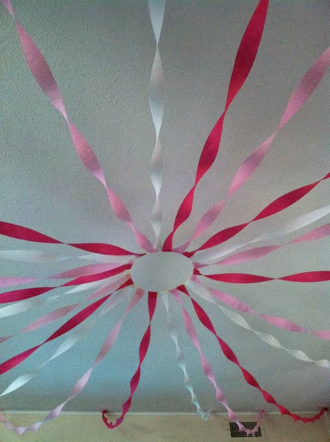 Streamers Streamer Decorations Ideas Ceilings, Steamers Decorations Paper Streamers, Streamers On Ceiling Ideas, Streamers Ideas Birthday, Valentine Streamer Ideas, Ceiling Valentines Decor, White Streamers Decorations, Valentines Streamer Decorations, Valentines Ceiling Decorations