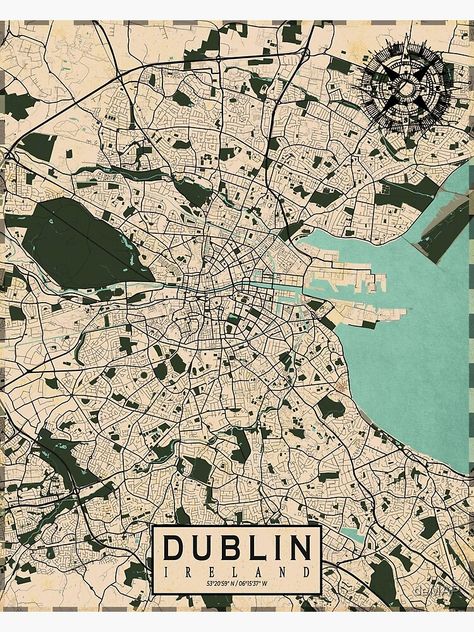 "Dublin City Map of Ireland - Vintage" Poster by deMAP | Redbubble Map Of Ireland, Dublin City, Vintage Poster, City Map, Dublin, Poster Print, Map, Paint