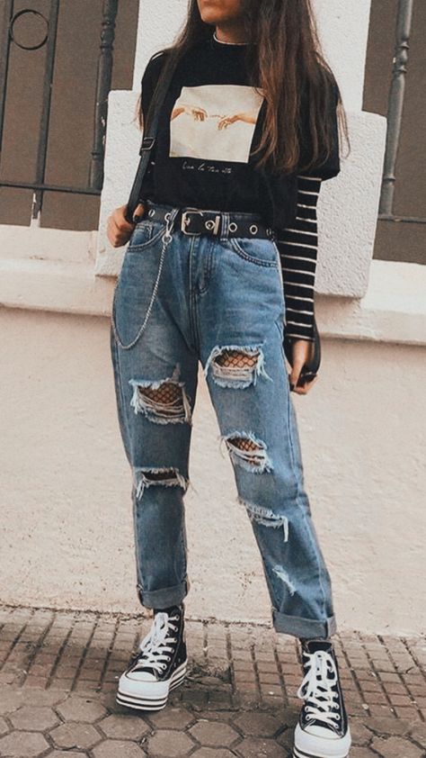 Mom Jeans Outfit Grunge, Edgy Outfits Grunge, Hipster Style Outfits, Casual Edgy Outfits, Short Girl Outfits, Simple Style Outfits, Alternative Outfits, Teenage Fashion Outfits, Edgy Outfits