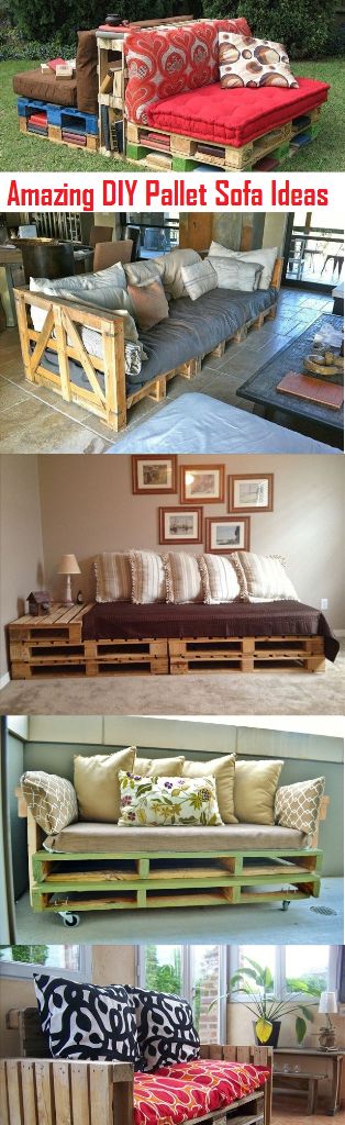 Amazing DIY Pallet Sofa Plans And Ideas | Make your own Pallet sofa from these simple ideas....................#diy, #diy_pallet Diy Pallet Sofa, Pallet Sofa, Pallet Crafts, Diy House, House Diy, Amazing Diy, Fashion Diy, Diy Pallet, Pallet Projects