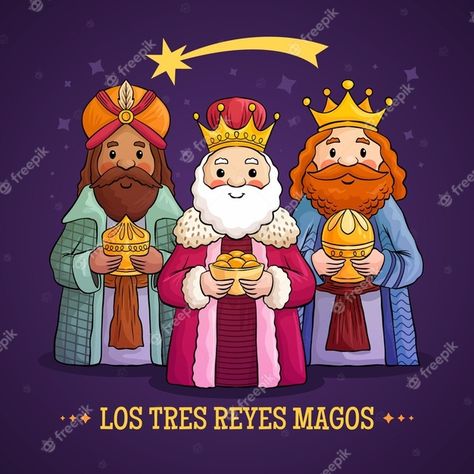 Tres reyes magos dibujados a mano | Vector Premium Alice In Wonderland Drawings, Roi Mage, We Three Kings, Alphabet Kindergarten, Anime Christmas, Three Wise Men, Christmas Nativity Scene, Three Kings, Navidad Christmas