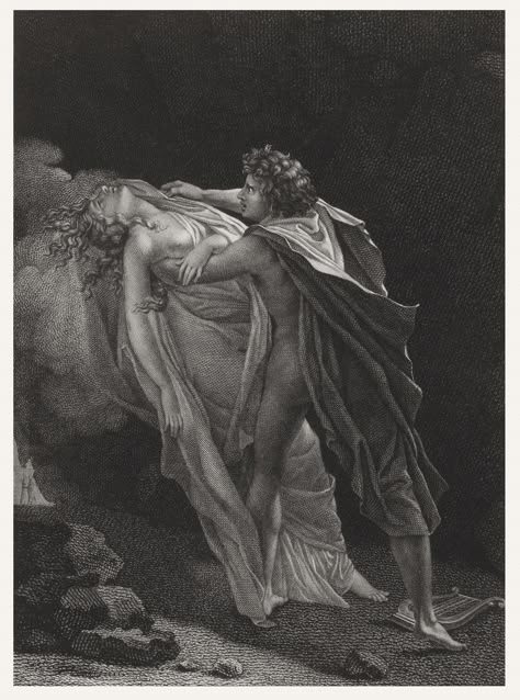 Orpheus and Eurydice. 1827. Orpheus Eurydice, Orpheus And Eurydice, Tragic Love Stories, Tragic Love, Gustave Dore, Greek Myth, David Gilmour, Mythology Art, Greek Myths