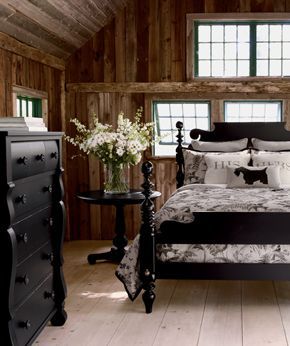 Dark Wood Bedroom Furniture, Vintage Farmhouse Bedroom, Dark Wood Bedroom, Ethan Allen Furniture, Black Bedroom Design, Black Bedroom Furniture, Wood Bedroom Furniture, Farmhouse Bedroom Decor, Black And White Decor