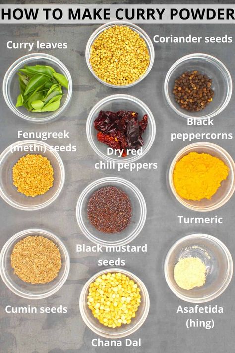 Lentils Benefits, How To Make Curry, Homemade Curry Powder, Dried Red Chili Peppers, Podi Recipe, Masala Powder Recipe, Methi Seeds, Indian Curries, Spice Mix Recipes