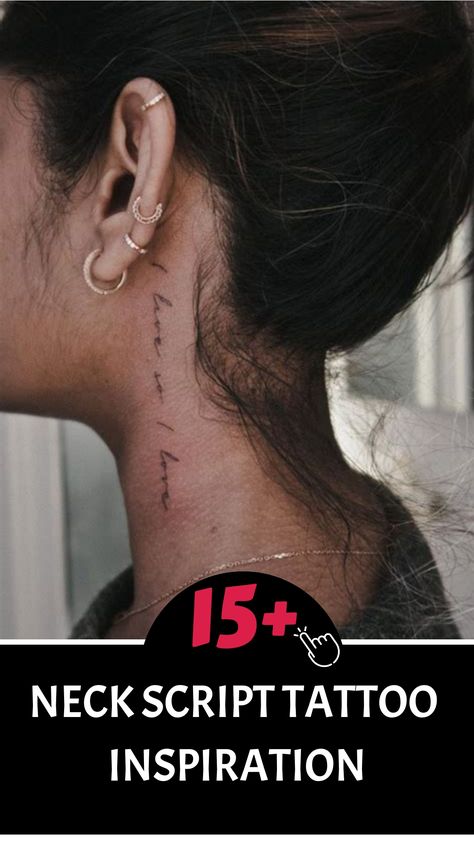 Loyalty Neck Tattoo, One Word Neck Tattoo, Side Neck Tattoo Writing, Neck Script Tattoo, Script Tattoos For Women, Word Neck Tattoos, Thigh Garter Tattoo, Cute Shoulder Tattoos, Script Tattoos