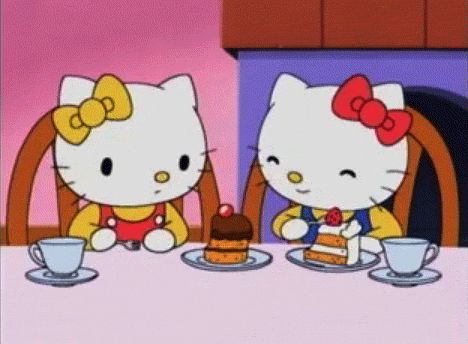 Lunch, anyone? | All Of The Food At This Restaurant Looks Like Hello Kitty Hello Kitty Characters, Hello Kitty, Gif, Kitty, Cake