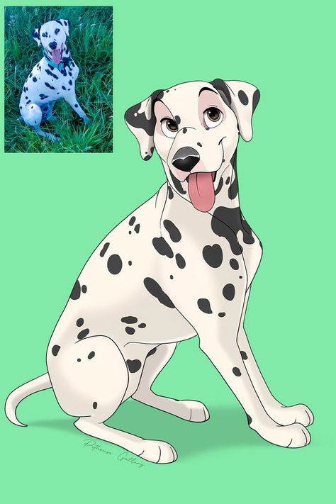 Turn your lovely dalmatian dog into disney style pictures #disneydog #disney #disneydogs #dog #puppy #dogs #dalmatians #disneyland #petcartoon #cartoondraw #doglovers #disneyworld #disneypets #disneylife #doglover #cute dog #cutedisney #waltdisneyworld #disneypuppy #disneyfan #love #cutedog #labrador #dalmatian #pupper #mickeymouse #fantasypin #disneygram #disneypet #disneyart #petdrawing #disneylove #dalmatian #disneydrawing #disneypicture #petart #petdisney #dalmatian #dalmatiandog #dogart Disney Drawing Style, Painting Of Dog, Dog Caricature, Disney Drawing, Animal Caricature, Send Pics, Dog Animation, Disney Paintings, Dog Quilts