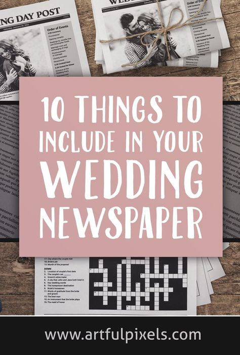 Custom Newspaper Programs: 10 Things to Write About! Wedding Program Newspaper Template, Wedding Welcome Bag Newspaper, Wedding Day Newspaper Cute Ideas, Newspaper Wedding Programs Diy, Custom Newspaper Wedding, Newspaper Themed Wedding, Wedding Newspaper Ideas Unique, Wedding Newspaper Ideas Ceremony Programs, Fun Wedding Program Ideas