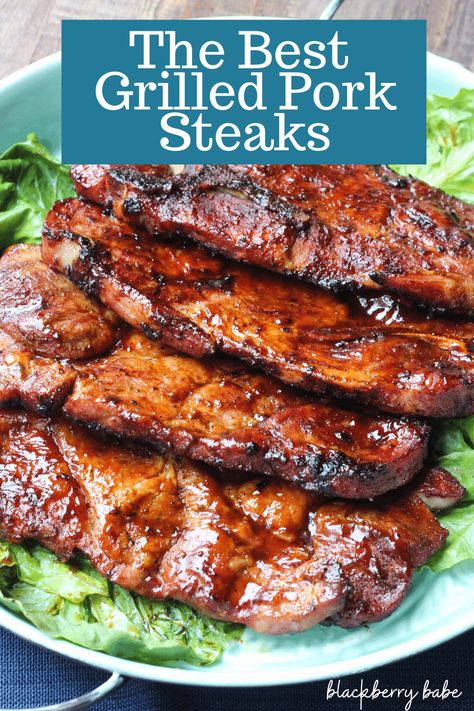 Pork Shoulder Steak Recipes, Grilled Pork Shoulder, Grilled Pork Steaks, Pork Shoulder Steak, Pork Steak Recipe, Pork Steaks, Steak Sandwiches, Pork Marinade, Pork Chop Recipes Baked