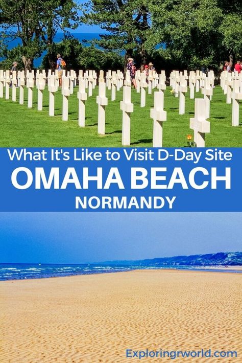 Visit D-Day of World War II in Normandy France. Omaha Beach, an American landing site, saw severe battle. Cemetery at Colleville-sur-Mer is resting place of almost 10,000 soldiers. Beaches In France, Beaches Of Normandy, D Day Beach, Normandy Beach, D Day Landings, France Travel Guide, Holiday Tips, Visit France, Travel France