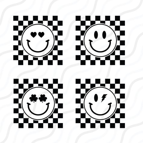 Checker Smiley Face, Smiley Face Shirt Design, Smiley Svg, Groovy Svg, Smiley Face Svg, Kylie Baby Shower, Heat Press Projects, Smiley Face Shirt, Cricut Projects Easy