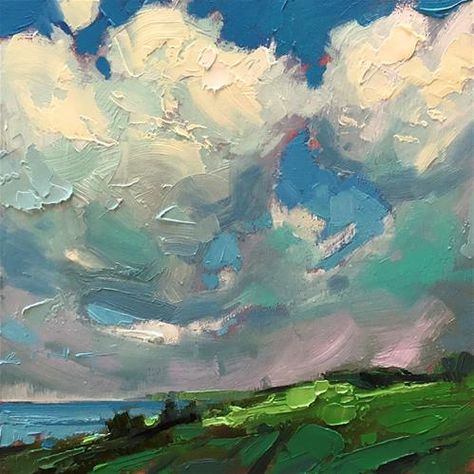 Chris Long, Long Painting, Sky Art Painting, West Cork, Impasto Painting, Acrylic Painting Tutorials, Pastel Watercolor, Cloud Painting, Abstract Art Landscape