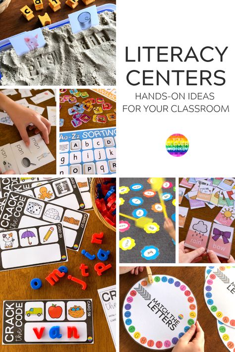 LITERACY CENTRES - HANDS-ON IDEAS FOR LEARNING | you clever monkey Literacy Center Ideas, Functional Literacy, Ideas For Learning, Literacy Work Stations, Centers Kindergarten, Literacy Centres, Digraphs Activities, Early Childhood Literacy, Literacy Centers Kindergarten