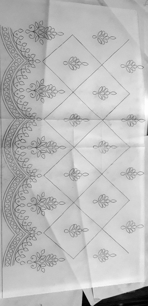 Zardozi Motifs Embroidery, Hand Work Embroidery Sketch, Arri Design Drawing, Hand Embroidery Sketch, Chikankari Design Sketch, Tracing Aari Design, Aari Pattern Tracing, Embroidery Trace Design, Trace Embroidery Pattern