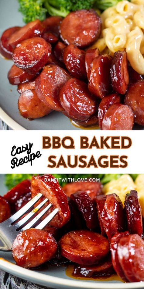 Embrace the simplicity and flavor of Baked BBQ Sausage, a meal that promises to delight with its combination of smokey, tangy, and sweet tastes. This recipe requires just four ingredients and offers a fuss-free approach to dinner, making it an ideal choice for those hectic nights. Serve it up with your go-to BBQ sides for a complete, satisfying meal that's ready in no time. #Simple #BBQ #Sausage #Easy #Cooking #Hearty #FamilyMeals #Quick #Tangy #Dinner #Ideas #Tasty Easy Meals For Family Of 3, Easy Dinners For Large Groups, Easy Meals That Make A Lot, Easy Dinner Minimal Ingredients, Bbq Sausage Recipes For Dinner, Super Cheap Dinner Recipes, Bbq Baked Sausage, Fast Easy Dinner For Family Healthy, Lil Sausage Recipes