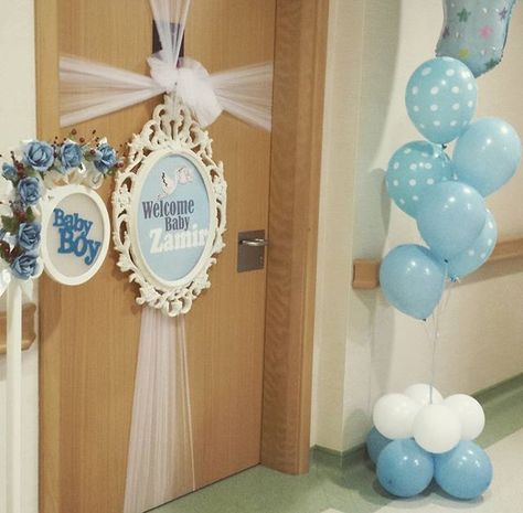 Welcome baby to the world from the hospital Welcome Home From Hospital Ideas, Baby Door Decorations, Hospital Door Decorations, Hospital Decoration, Welcome Home Party, Hospital Ideas, Baby Boy Decorations, Baby Door, Baby Shower Deco