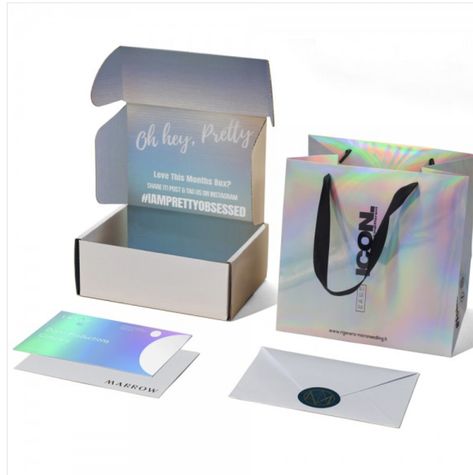 Shipping Boxes Packaging, Holographic Packaging, Branding Design Ideas, Packing Box Design, Venus Project, Boxes Packaging, Necklace Packaging, Packaging Ideas Business, Mirror Box