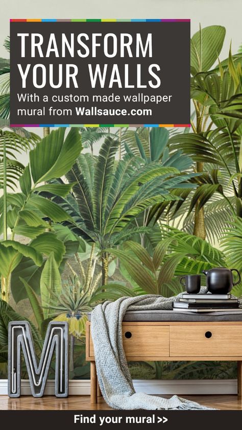 Give ANY room that show-stopping feature wall with a made-to-measure wallpaper mural from market leaders, Wallsauce.com. Rated excellent by 1500+ genuine customers, discover 1000s of designs ready to purchase as wall murals online today. We ship Free and Fast worldwide!
From leaf prints to jungle scenes filled with tropical animals, there will be a jungle wallpaper to suit everyone. Discover more from Wallsauce! 
#wallpaper #wallsauce #homedecor #featurewall #jungle #junglewallpaper #tropical Big Indoor Plants, Tropical Landscape, Murals Wallpaper, Custom Wall Murals, Jungle Wallpaper, Wallpaper Murals, Tropical Landscaping, Popular Wallpaper, Best Interior Design