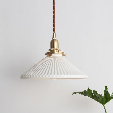 Ridged Cone Dining Room Pendant Light Ceramics 1 Light Simple Style Pendant Lamp in White - White 220V-240V Stucco Farmhouse, Inbuilt Shelves, Entry Hall Lighting, Cream Countertops, Mountain Lighting, Unlaquered Brass, Dining Table Pendant Light, Counter Depth Fridge, Gold Hanging Lights