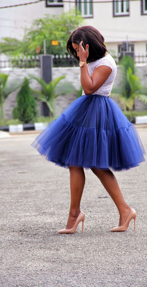 Toun 'AJ': Tulle Blue Tulle Skirt, Tulle Skirts Outfit, Tutu Skirt Women, Tulle Skirts, Skirt Trends, Blue Tulle, Tutu Skirt, African Fashion Dresses, Gothic Lolita