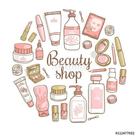 Cosmetics Background, Makeup Illustration, Perfume Lotion, Hand Drawn Cards, Makeup Package, Cream Lipstick, Beauty Illustration, Beauty Pictures, Journal Doodles