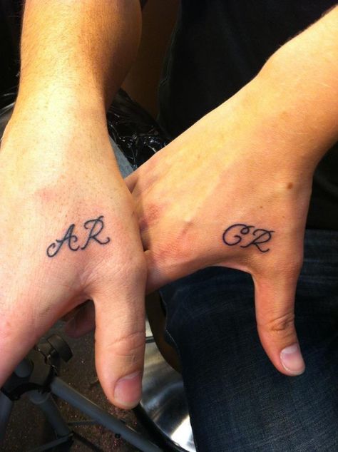 Got matching initial tats Name Tattoos For Couples, Matching Name Tattoos, Matching Initial Tattoos, Initial Tattoos, Boyfriend Initials, Tattoos For Couples, Tattoos Matching, Initial Tattoo, Matching Couple