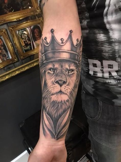 Lion Tattoo Meaning, Lion Hand Tattoo, Lion Forearm Tattoos, Lion Tattoo Sleeves, Mens Lion Tattoo, Forearm Band Tattoos, Lion Head Tattoos, Mom Tattoo Designs, Lion Tattoo Design