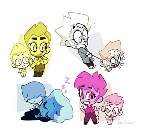 The diamonds and their pearls Steven Universe Genderbend, Steven Universe Lapis Lazuli, Steven Universe Pictures, Steven Universe Ships, Steven Universe Lapis, Steven Universe Diamond, Steven Universe Movie, Steven Universe Anime, Pearl Steven Universe