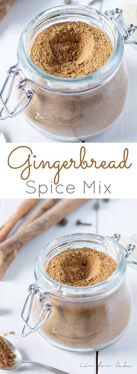 Quick and easy homemade gingerbread spice mix. The perfect addition to your holiday baking and beverages! | livforcake.com Kitchen Pantry Diy, Homemade Seasoning Mixes, Pantry Diy, Spice Chart, Gingerbread Spice, Homemade Seasoning, Homemade Gingerbread, Homemade Spice Mix, Sugar Plums