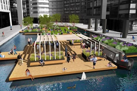 Paddington Basin to have London's first floating park after plans approved  via Evening Standard Community Park Design, Public Garden Architecture, Floating Gardens, Floating Garden, Pocket Park, Urban Landscape Design, London Garden, London Clubs, Community Park