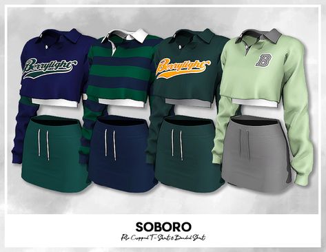 SOBORO "Cropped Collar Shirt and Banded Skirt & Knee Brace & Thigh Band" | soboro Skirt Sims 4, Thigh Band, Sims 4 Male Clothes, Sims 4 Tattoos, Sims 4 Cc Eyes, Sims 4 Cas Mods, Free Sims 4, The Sims 4 Packs, Sims 4 Body Mods